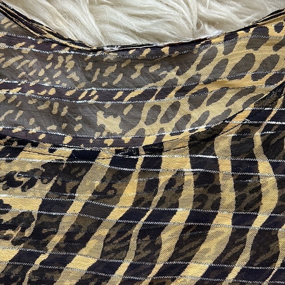 Vintage Animal Print Sheer Metallic tiger leopard chetah mixed cover up top o/s - Picture 6 of 7